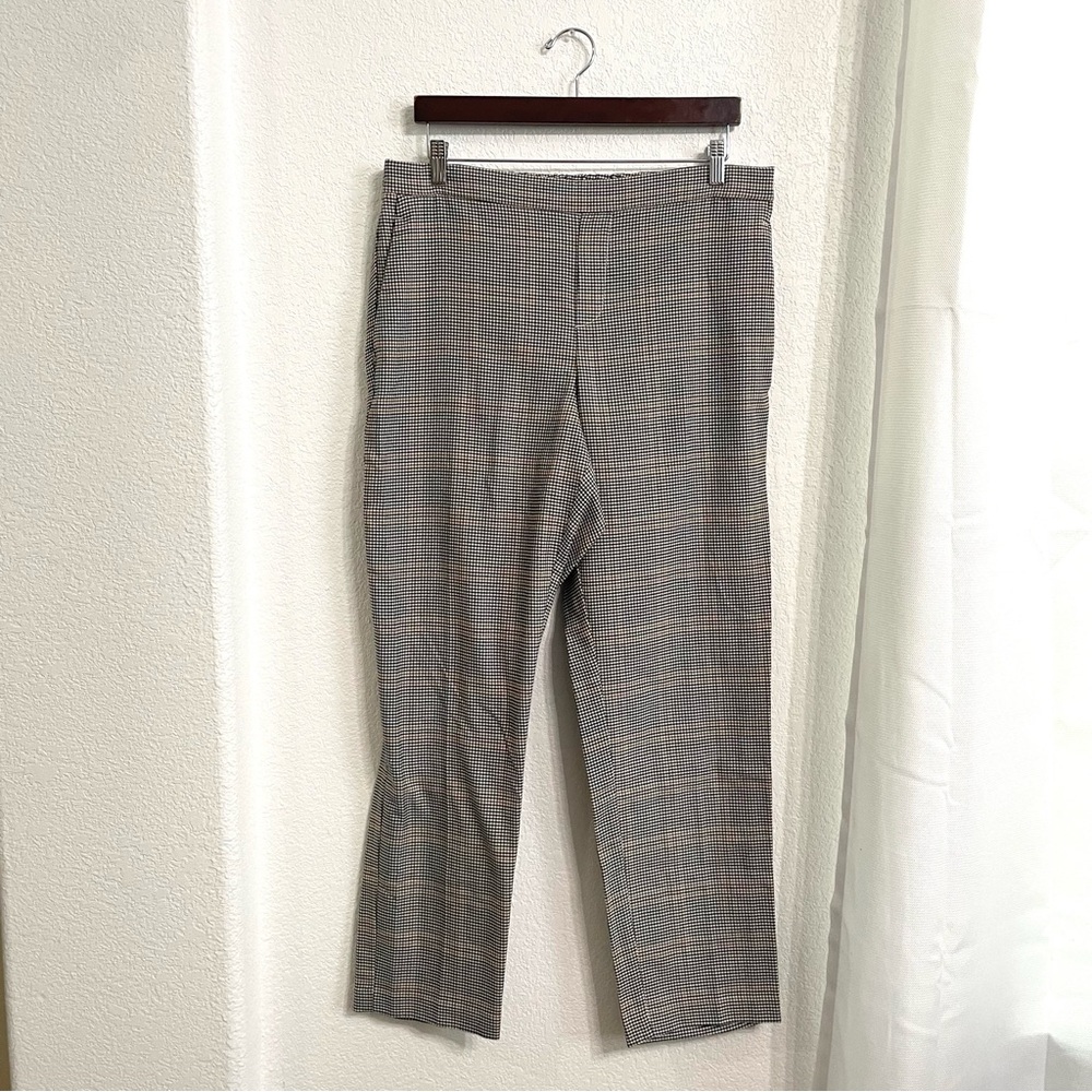 Old Navy Womens Pants Black White Brown Houndstooth Pull On Size 14